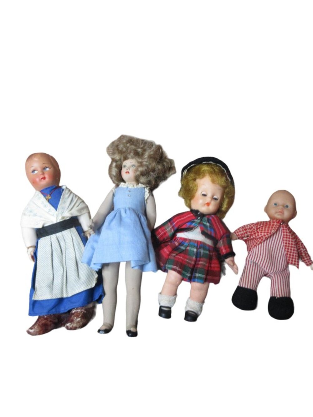 Set of 4 Antique Vintage Dolls 7 to 10.5" tall 1950s/1960s